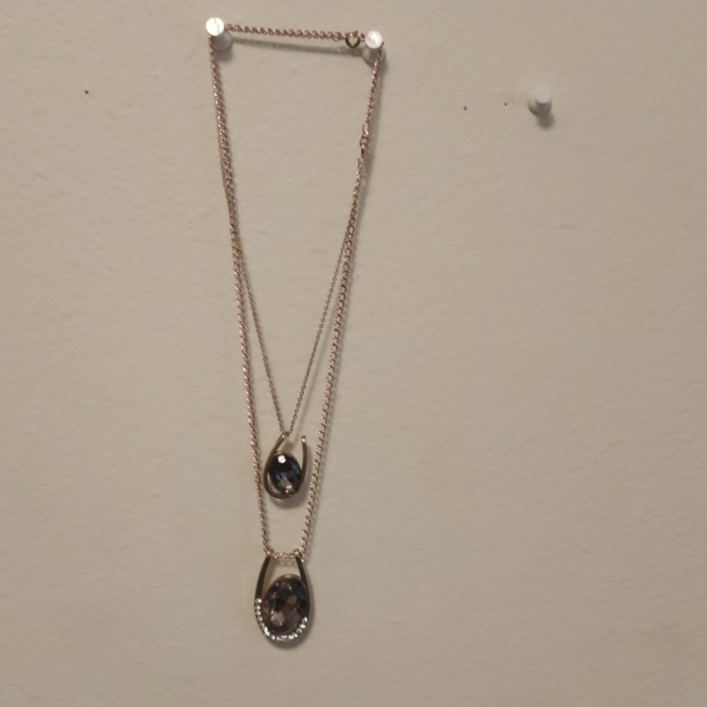 Amethyst two piece necklace Gold heart Moon and brass necklace Earth pendant.